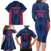 Custom USA Cricket Family Matching Long Sleeve Bodycon Dress and Hawaiian Shirt Go United States Simple Version - Wonder Print Shop