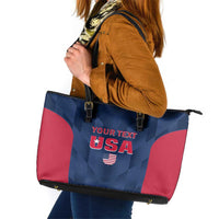 Custom USA Cricket Leather Tote Bag Go United States Simple Version - Wonder Print Shop