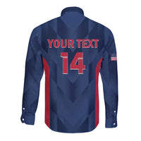 Custom USA Cricket Long Sleeve Button Shirt Go United States Simple Version - Wonder Print Shop