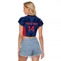 Custom USA Cricket Raglan Cropped T Shirt Go United States Simple Version - Wonder Print Shop