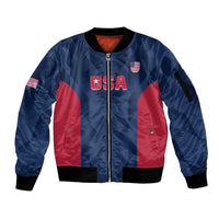 Custom USA Cricket Sleeve Zip Bomber Jacket Go United States Simple Version - Wonder Print Shop