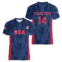 Custom USA Cricket Women V-Neck T-Shirt Go United States Simple Version - Wonder Print Shop