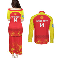 Custom Kyrgyzstan Football Couples Matching Puletasi and Long Sleeve Button Shirt Go White Falcons Sporty Style - Wonder Print Shop