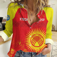 Custom Kyrgyzstan Football Women Casual Shirt Go White Falcons Sporty Style - Wonder Print Shop