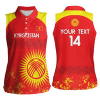 Custom Kyrgyzstan Football Women Sleeveless Polo Shirt Go White Falcons Sporty Style - Wonder Print Shop
