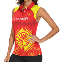 Custom Kyrgyzstan Football Women Sleeveless Polo Shirt Go White Falcons Sporty Style - Wonder Print Shop