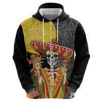 Mexico Dia De Los Muertos Hoodie Sugar Skull Sombrero Aztec Pattern - Wonder Print Shop
