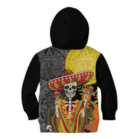 Mexico Dia De Los Muertos Kid Hoodie Sugar Skull Sombrero Aztec Pattern - Wonder Print Shop