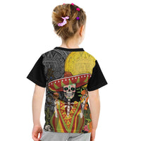 Mexico Dia De Los Muertos Kid T Shirt Sugar Skull Sombrero Aztec Pattern - Wonder Print Shop