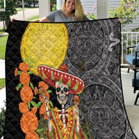 Mexico Dia De Los Muertos Quilt Sugar Skull Sombrero Aztec Pattern - Wonder Print Shop