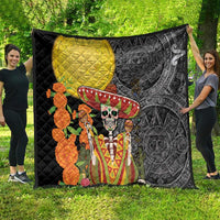 Mexico Dia De Los Muertos Quilt Sugar Skull Sombrero Aztec Pattern - Wonder Print Shop