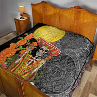 Mexico Dia De Los Muertos Quilt Sugar Skull Sombrero Aztec Pattern - Wonder Print Shop