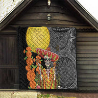 Mexico Dia De Los Muertos Quilt Sugar Skull Sombrero Aztec Pattern - Wonder Print Shop