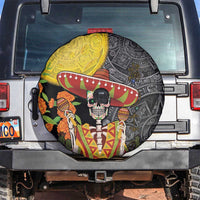 Mexico Dia De Los Muertos Spare Tire Cover Sugar Skull Sombrero Aztec Pattern - Wonder Print Shop