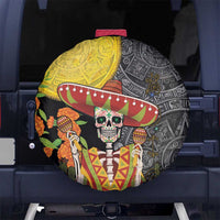 Mexico Dia De Los Muertos Spare Tire Cover Sugar Skull Sombrero Aztec Pattern - Wonder Print Shop