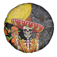 Mexico Dia De Los Muertos Spare Tire Cover Sugar Skull Sombrero Aztec Pattern - Wonder Print Shop