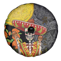 Mexico Dia De Los Muertos Spare Tire Cover Sugar Skull Sombrero Aztec Pattern - Wonder Print Shop