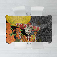 Mexico Dia De Los Muertos Tablecloth Sugar Skull Sombrero Aztec Pattern - Wonder Print Shop