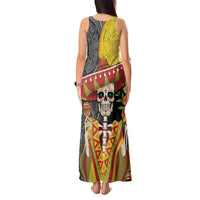 Mexico Dia De Los Muertos Tank Maxi Dress Sugar Skull Sombrero Aztec Pattern - Wonder Print Shop