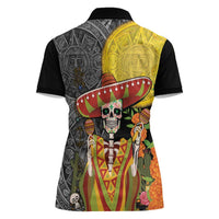 Mexico Dia De Los Muertos Women Polo Shirt Sugar Skull Sombrero Aztec Pattern - Wonder Print Shop