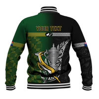 Personalised New Zealand and South Africa Rugby Baseball Jacket 2023 World Cup Final All Black Springboks Together - Wonder Print Shop