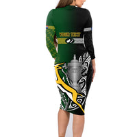Personalised New Zealand and South Africa Rugby Family Matching Long Sleeve Bodycon Dress and Hawaiian Shirt 2023 World Cup Final All Black Springboks Together - Wonder Print Shop