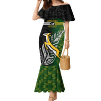 Personalised New Zealand and South Africa Rugby Family Matching Mermaid Dress and Hawaiian Shirt 2023 World Cup Final All Black Springboks Together - Wonder Print Shop