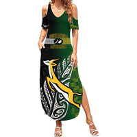 Personalised New Zealand and South Africa Rugby Family Matching Summer Maxi Dress and Hawaiian Shirt 2023 World Cup Final All Black Springboks Together - Wonder Print Shop