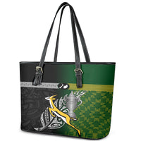 New Zealand and South Africa Rugby Leather Tote Bag 2023 World Cup Final All Black Springboks Together - Wonder Print Shop