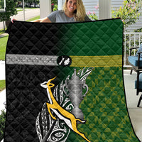 New Zealand and South Africa Rugby Quilt 2023 World Cup Final All Black Springboks Together - Wonder Print Shop