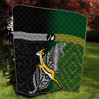New Zealand and South Africa Rugby Quilt 2023 World Cup Final All Black Springboks Together - Wonder Print Shop