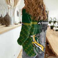 Personalised New Zealand and South Africa Rugby Women Casual Shirt 2023 World Cup Final All Black Springboks Together - Wonder Print Shop