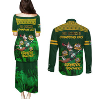 South Africa Rugby Couples Matching Puletasi Dress and Long Sleeve Button Shirt Go Bokke World Cup Champions History - Wonder Print Shop