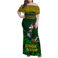 South Africa Rugby Family Matching Off Shoulder Maxi Dress and Hawaiian Shirt Go Bokke World Cup Champions History - Wonder Print Shop