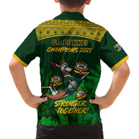 South Africa Rugby Family Matching Off Shoulder Short Dress and Hawaiian Shirt Go Bokke World Cup Champions History - Wonder Print Shop