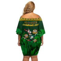 South Africa Rugby Family Matching Off Shoulder Short Dress and Hawaiian Shirt Go Bokke World Cup Champions History - Wonder Print Shop