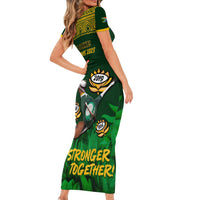 South Africa Rugby Family Matching Short Sleeve Bodycon Dress and Hawaiian Shirt Go Bokke World Cup Champions History - Wonder Print Shop