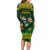 South Africa Rugby Long Sleeve Bodycon Dress Go Bokke World Cup Champions History - Wonder Print Shop
