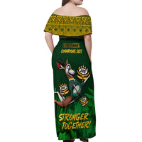 South Africa Rugby Off Shoulder Maxi Dress Go Bokke World Cup Champions History - Wonder Print Shop