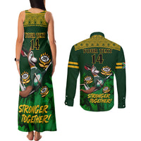 Custom South Africa Rugby Couples Matching Tank Maxi Dress and Long Sleeve Button Shirt Go Bokke World Cup Champions History - Wonder Print Shop