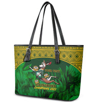 Custom South Africa Rugby Leather Tote Bag Go Bokke World Cup Champions History - Wonder Print Shop