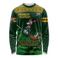 Custom South Africa Rugby Long Sleeve Shirt Go Bokke World Cup Champions History - Wonder Print Shop
