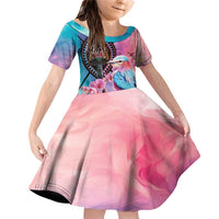 Kenya Lilac-Breasted Roller Family Matching Off Shoulder Short Dress and Hawaiian Shirt Coat Of Arms Mix Orchid - Wonder Print Shop