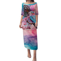 Kenya Lilac-Breasted Roller Family Matching Puletasi and Hawaiian Shirt Coat Of Arms Mix Orchid - Wonder Print Shop