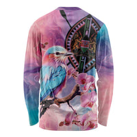 Kenya Lilac-Breasted Roller Long Sleeve Shirt Coat Of Arms Mix Orchid - Wonder Print Shop