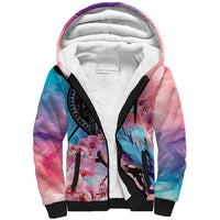 Kenya Lilac-Breasted Roller Sherpa Hoodie Coat Of Arms Mix Orchid - Wonder Print Shop