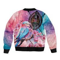 Kenya Lilac-Breasted Roller Sleeve Zip Bomber Jacket Coat Of Arms Mix Orchid - Wonder Print Shop