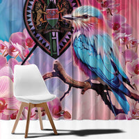 Kenya Lilac-Breasted Roller Window Curtain Coat Of Arms Mix Orchid - Wonder Print Shop
