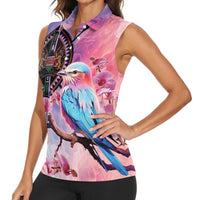 Kenya Lilac-Breasted Roller Women Sleeveless Polo Shirt Coat Of Arms Mix Orchid - Wonder Print Shop