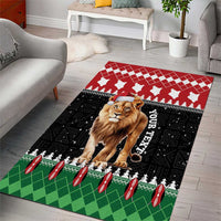 Personalized Kenya Christmas Area Rug Lion Santa - Heri Ya Krismasi! - Wonder Print Shop